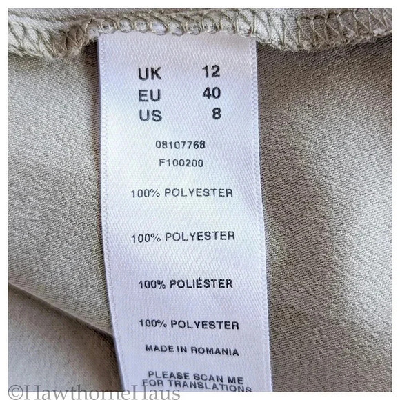 ASOS DESIGN Tie Wrap Around Mini Dress Size 8 Taupe 3/4 Sleeve Back Zip - Picture 10 of 11